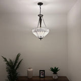 Tiffany Style Chandelier Lighting White White Hexagon Stained Glass LED Bulbs Included 16"W*16"D*60"H