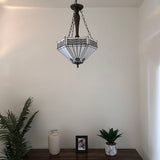 Tiffany Style Chandelier Lighting White White Hexagon Stained Glass LED Bulbs Included 16"W*16"D*60"H