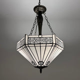 Tiffany Style Chandelier Lighting White White Hexagon Stained Glass LED Bulbs Included 16"W*16"D*60"H