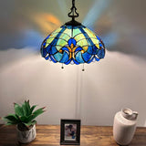 Tiffany Style Pendant Lighting Blue Green Stained Glass 16”W*16”D*75”H EP1641
