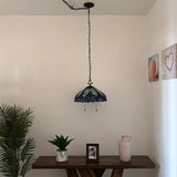 Tiffany Style Pendant Lighting Plug In Stained Glass LED Bulbs Included 16”W*16”D*75”H