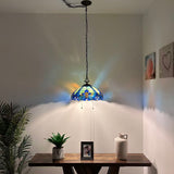 Tiffany Style Pendant Lighting Plug In Stained Glass LED Bulbs Included 16”W*16”D*75”H
