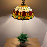 Tiffany Style Hanging Lighting Stained Glass Red Tulips 16"W*16"D*75"H