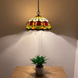 Tiffany Style Hanging Lighting Stained Glass Red Tulips 16"W*16"D*75"H