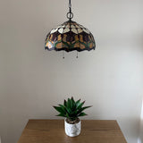 Tiffany Style Hanging Lighting Stained Glass Red Tulips 16"W*16"D*75"H