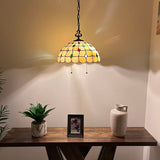 Tiffany Style Pendant Lighting Plug In Gold Stained Glass LED Bulbs Included 16”W*16”D*75”H