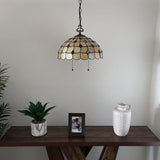 Tiffany Style Pendant Lighting Plug In Gold Stained Glass LED Bulbs Included 16”W*16”D*75”H
