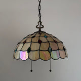 Tiffany Style Pendant Lighting Plug In Gold Stained Glass LED Bulbs Included 16”W*16”D*75”H