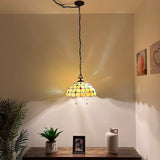Tiffany Style Pendant Lighting Plug In Gold Stained Glass LED Bulbs Included 16”W*16”D*75”H