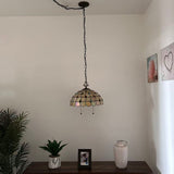 Tiffany Style Pendant Lighting Plug In Gold Stained Glass LED Bulbs Included 16”W*16”D*75”H