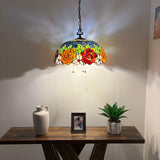Tiffany Style Pendant Lighting Stained Glass Rose Flowers 20”W*20”D*75”H