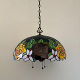 Tiffany Style Pendant Lighting Stained Glass Rose Flowers 20”W*20”D*75”H
