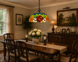 Tiffany Style Pendant Lighting Stained Glass Rose Flowers 20”W*20”D*75”H