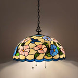 Tiffany Style Pendant Lighting Blue Pink Stained Glass Hummingbird Flowers 20”W*20”D*75”H
