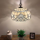 Tiffany Style Pendant Lighting White Stained Glass LED Bulbs Included 20”W*20”D*75”H