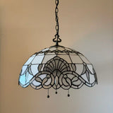 Tiffany Style Pendant Lighting White Stained Glass LED Bulbs Included 20”W*20”D*75”H