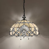 Tiffany Style Pendant Lighting White Stained Glass LED Bulbs Included 20”W*20”D*75”H
