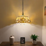 Tiffany Style Pendant Lighting Gold Stained Glass LED Bulbs Included 20”W*20”D*75”H