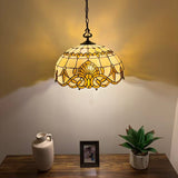 Tiffany Style Pendant Lighting Gold Stained Glass LED Bulbs Included 20”W*20”D*75”H