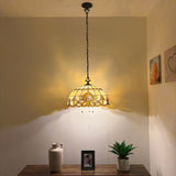 Tiffany Style Pendant Lighting Gold Stained Glass LED Bulbs Included 20”W*20”D*75”H