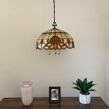 Tiffany Style Pendant Lighting Gold Stained Glass LED Bulbs Included 20”W*20”D*75”H