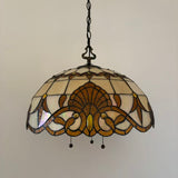 Tiffany Style Pendant Lighting Gold Stained Glass LED Bulbs Included 20”W*20”D*75”H