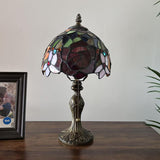 Tiffany Style Mini Table Lamp Stained Glass Rose Flowers 8"W*8"D*15"H.