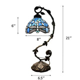 Tiffany Style Dragonfly Sea Blue Stained Glass Table Lamp 11"W*8"D*21"H