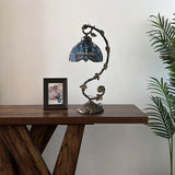 Tiffany Style Dragonfly Sea Blue Stained Glass Table Lamp 11"W*8"D*21"H