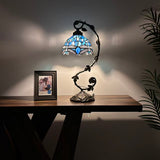 Tiffany Style Dragonfly Sea Blue Stained Glass Table Lamp 11"W*8"D*21"H