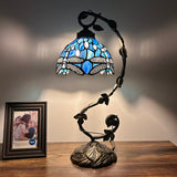 Tiffany Style Dragonfly Sea Blue Stained Glass Table Lamp 11"W*8"D*21"H