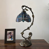 Tiffany Style Dragonfly Sea Blue Stained Glass Table Lamp 11"W*8"D*21"H