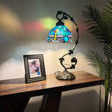 Tiffany style table lamp Green Stained Glass Dragonfly 21"H*11"W*8"D