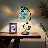 Tiffany style table lamp Green Stained Glass Dragonfly 21"H*11"W*8"D