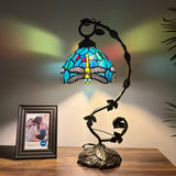 Tiffany style table lamp Green Stained Glass Dragonfly 21"H*11"W*8"D