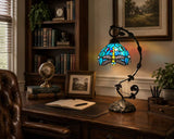Tiffany style table lamp Green Stained Glass Dragonfly 21"H*11"W*8"D