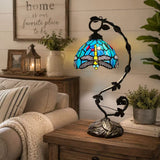 Tiffany style table lamp Green Stained Glass Dragonfly 21"H*11"W*8"D