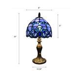 Tiffany Style Mini Table Lamp Blue Stained Glass Baroque Style Lavender 8"D*8'W*15"H