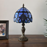 Tiffany Style Mini Table Lamp Blue Stained Glass Baroque Style Lavender 8"D*8'W*15"H