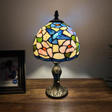 Tiffany Style Mini Table Lamp Stained Glass Hummingbird Flowers 8"D*8'W*15"H