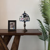 Tiffany Style Mini Table Lamp Stained Glass Hummingbird Flowers 8"D*8'W*15"H