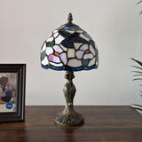 Tiffany Style Mini Table Lamp Stained Glass Hummingbird Flowers 8"D*8'W*15"H