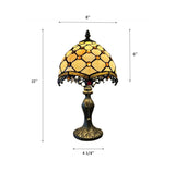 Tiffany Style Mini Table Lamp Beige Stained Glass Crystal Beans 8"D*8'W*15"H