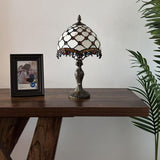 Tiffany Style Mini Table Lamp Beige Stained Glass Crystal Beans 8"D*8'W*15"H