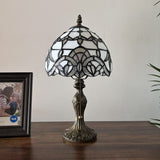 Tiffany Style Mini Table Lamp White Stained Glass Baroque Style Lavender 8"W*8"D*15"H