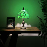 Tiffany Style Mini Table Lamp Green Leaves Stained Glass 8"W*8"D*15"H