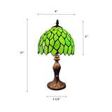 Tiffany Style Mini Table Lamp Green Leaves Stained Glass 8"W*8"D*15"H