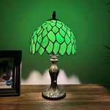 Tiffany Style Mini Table Lamp Green Leaves Stained Glass 8"W*8"D*15"H