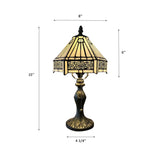 Tiffany Style Mini Table Lamp White Stained Glass Hexagon 8"D*8'W*15"H