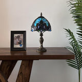 Tiffany Style Mini Table Lamp Green Stained Glass 8"D*8'W*15"H